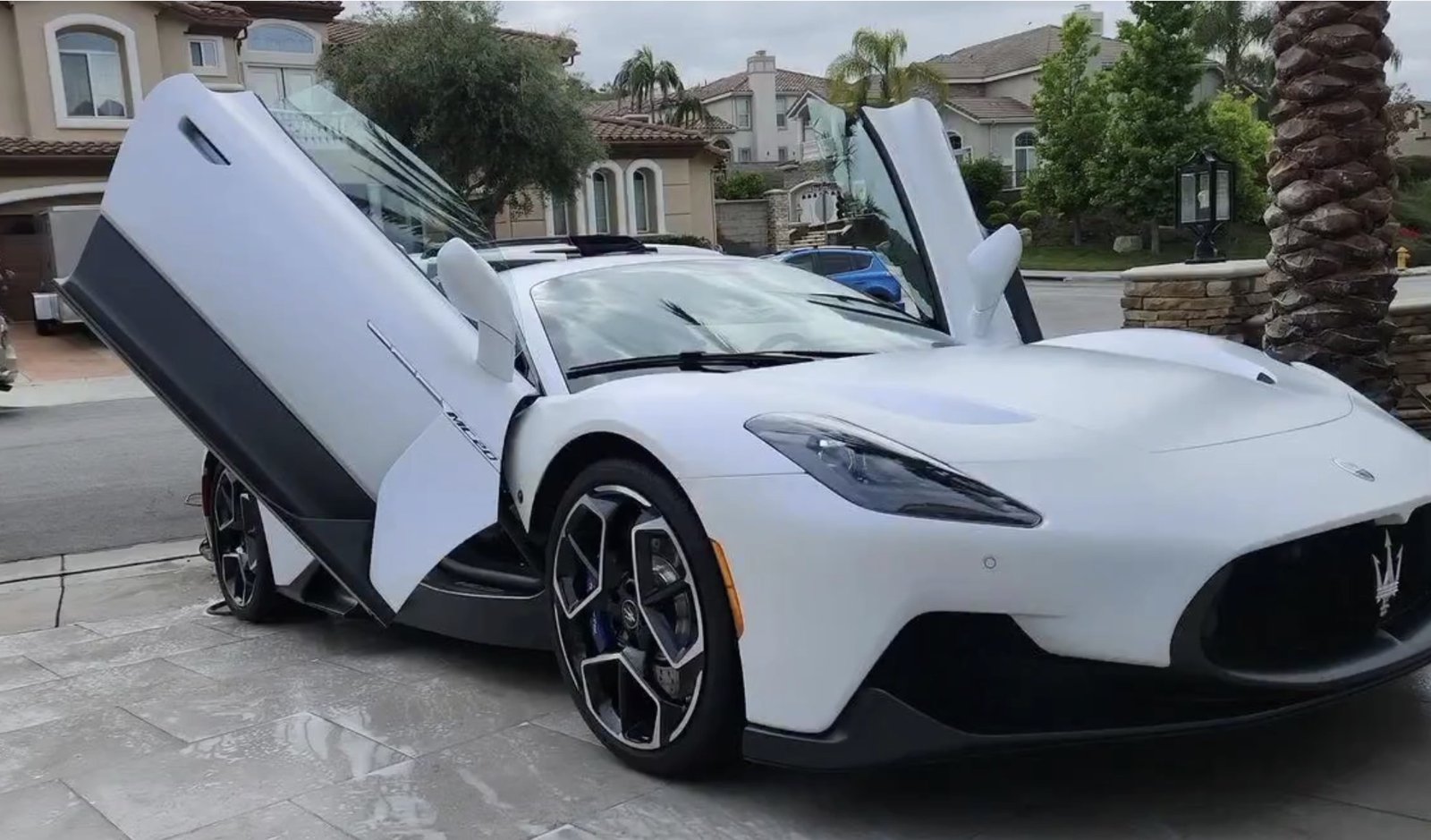 White luxury sports car detailing