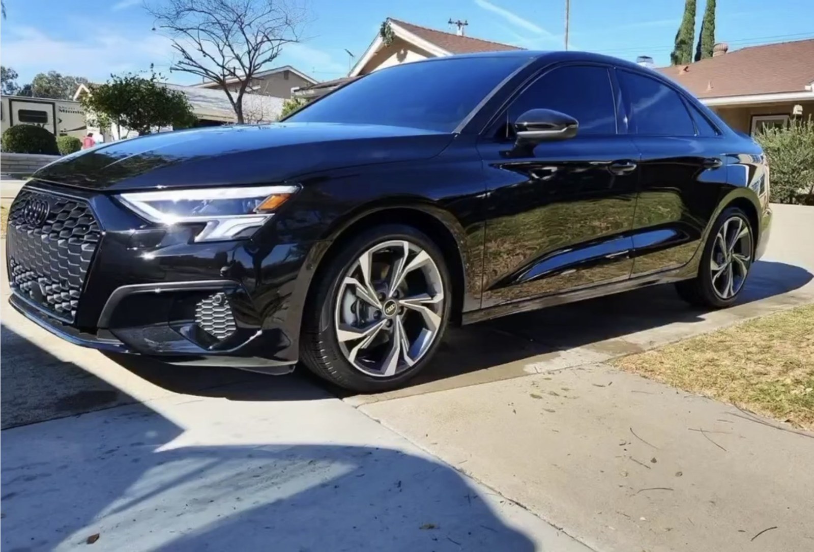 Black Audi sedan detail